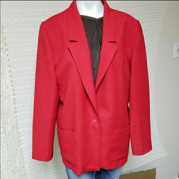 Donnkenny vintage red oversized suit jacket size medium large - Picture 3 of 12